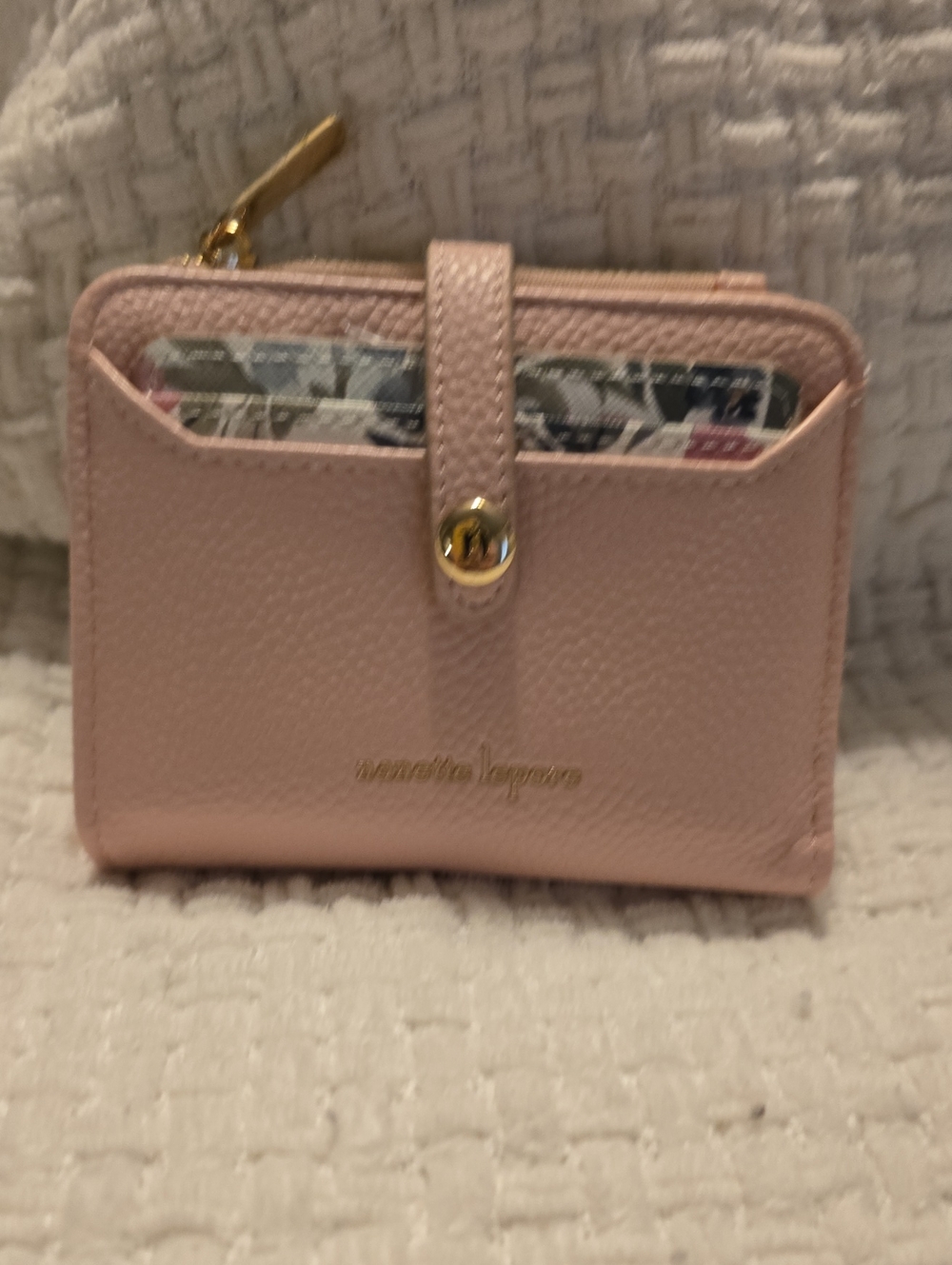 Nanette Lepore Blush Pink Pebbled Leather Zip Wallet
